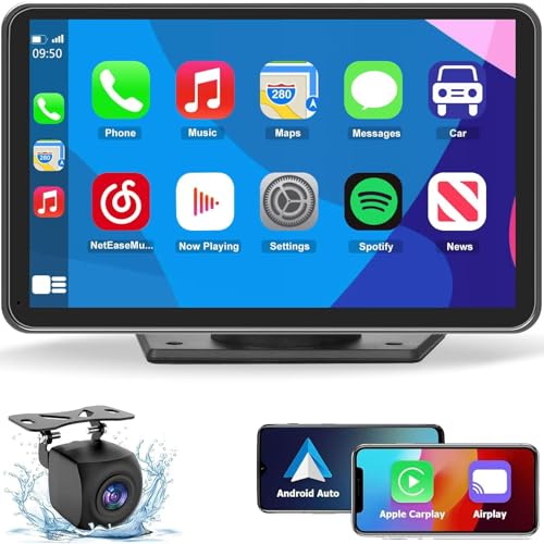 Eleacc Portable Wireless Carplay Car Stereo, 7" HD Touchscreen for Car with Apple CarPlay & Android Auto with Mirror Link/Backup Camera/Siri/Bluetooth/Navigation/AUX for All Vehicles