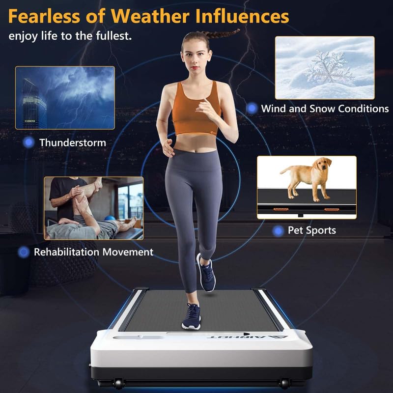 AIRHOT Under Desk Treadmill, Walking Pad 2 in 1 for Walking and Jogging, Portable Walking Treadmill with Remote Control Lanyard for Home/Office, 2.5HP Low-Noise Desk Treadmill in LED Display