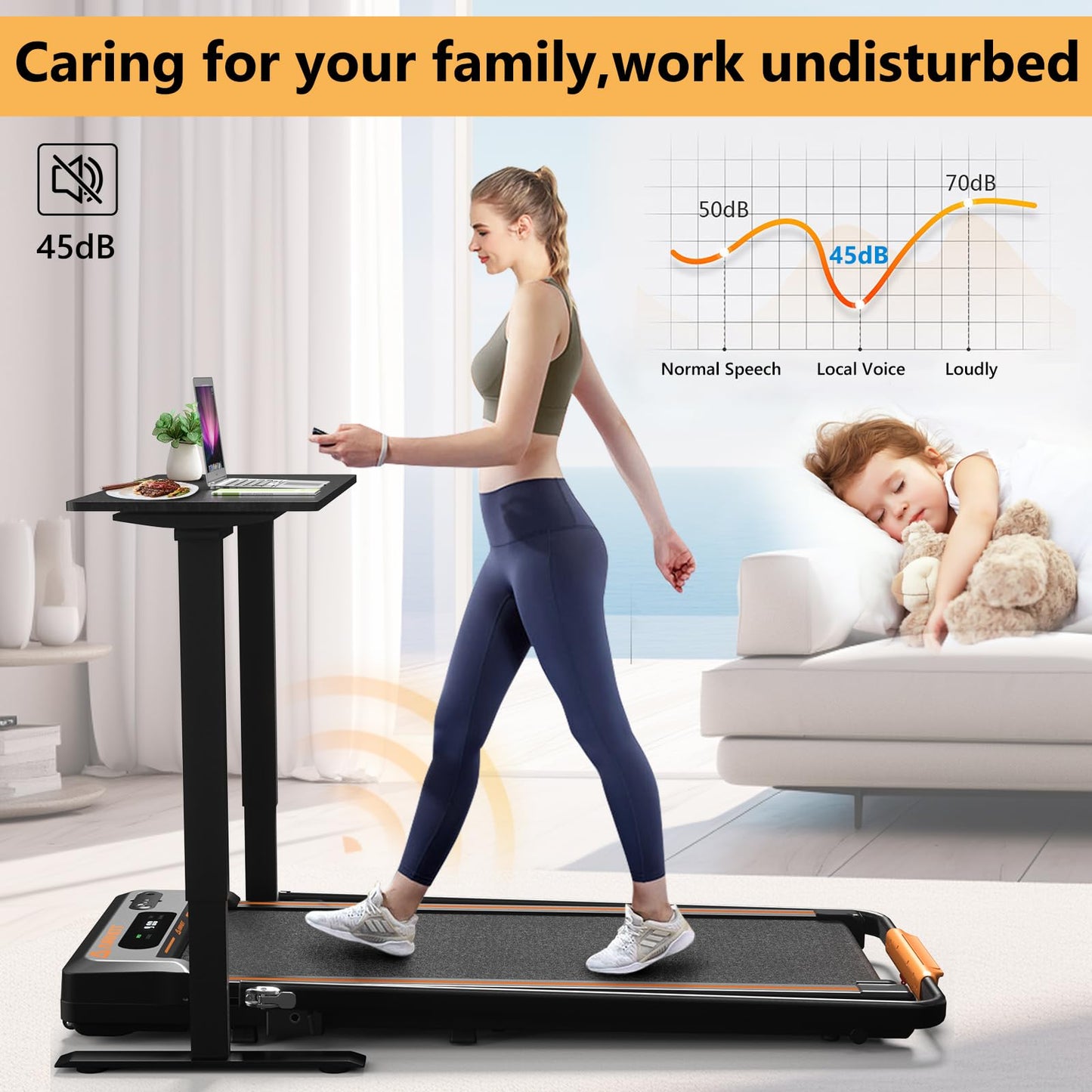 AIRHOT Under Desk Treadmill, Walking Pad 2 in 1 for Walking and Jogging, Portable Walking Treadmill with Remote Control Lanyard for Home/Office, 2.5HP Low-Noise Desk Treadmill in LED Display