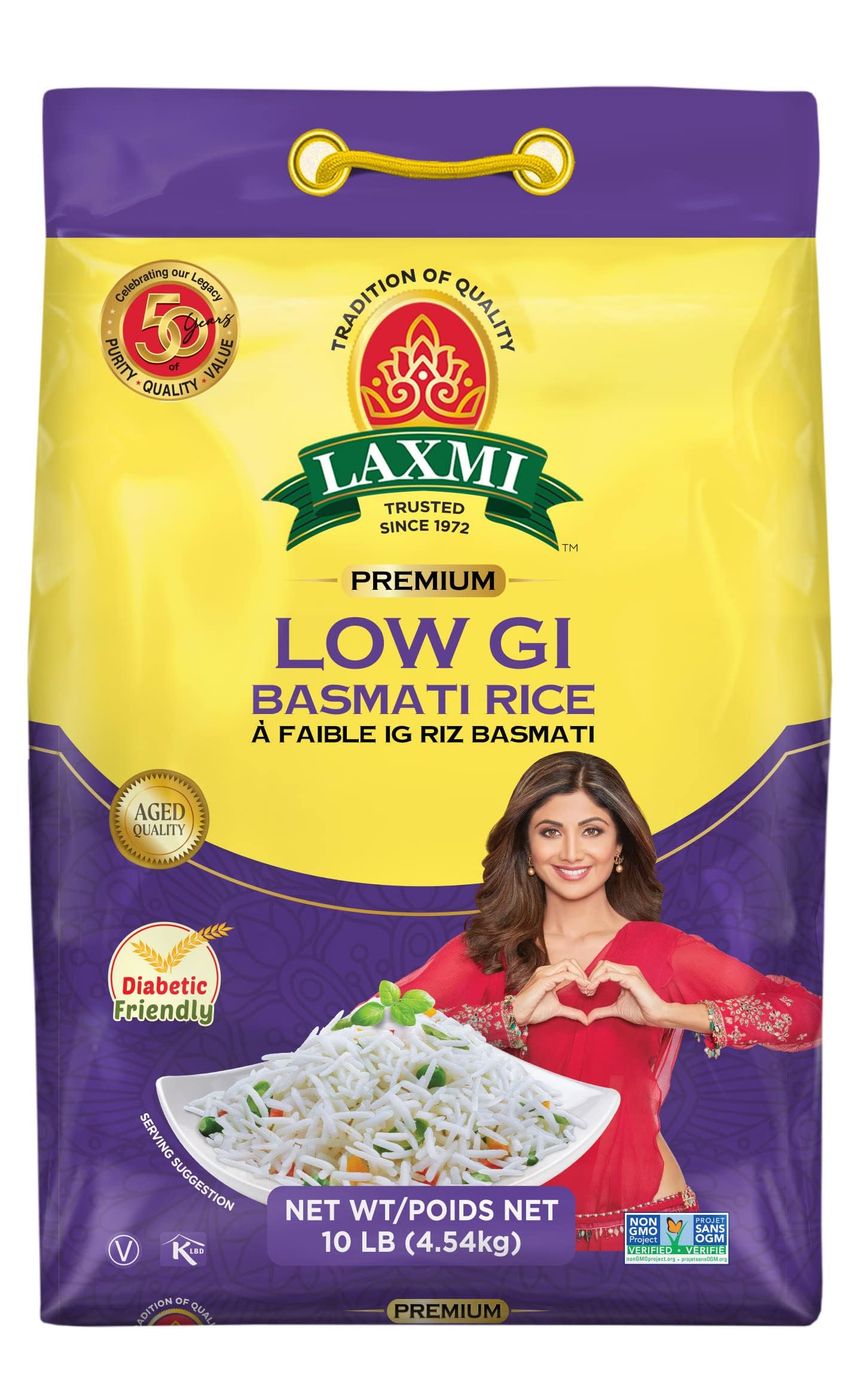 Laxmi Diabetic Friendly Basmati Rice w/Lower G.I. Index Value - 10lb