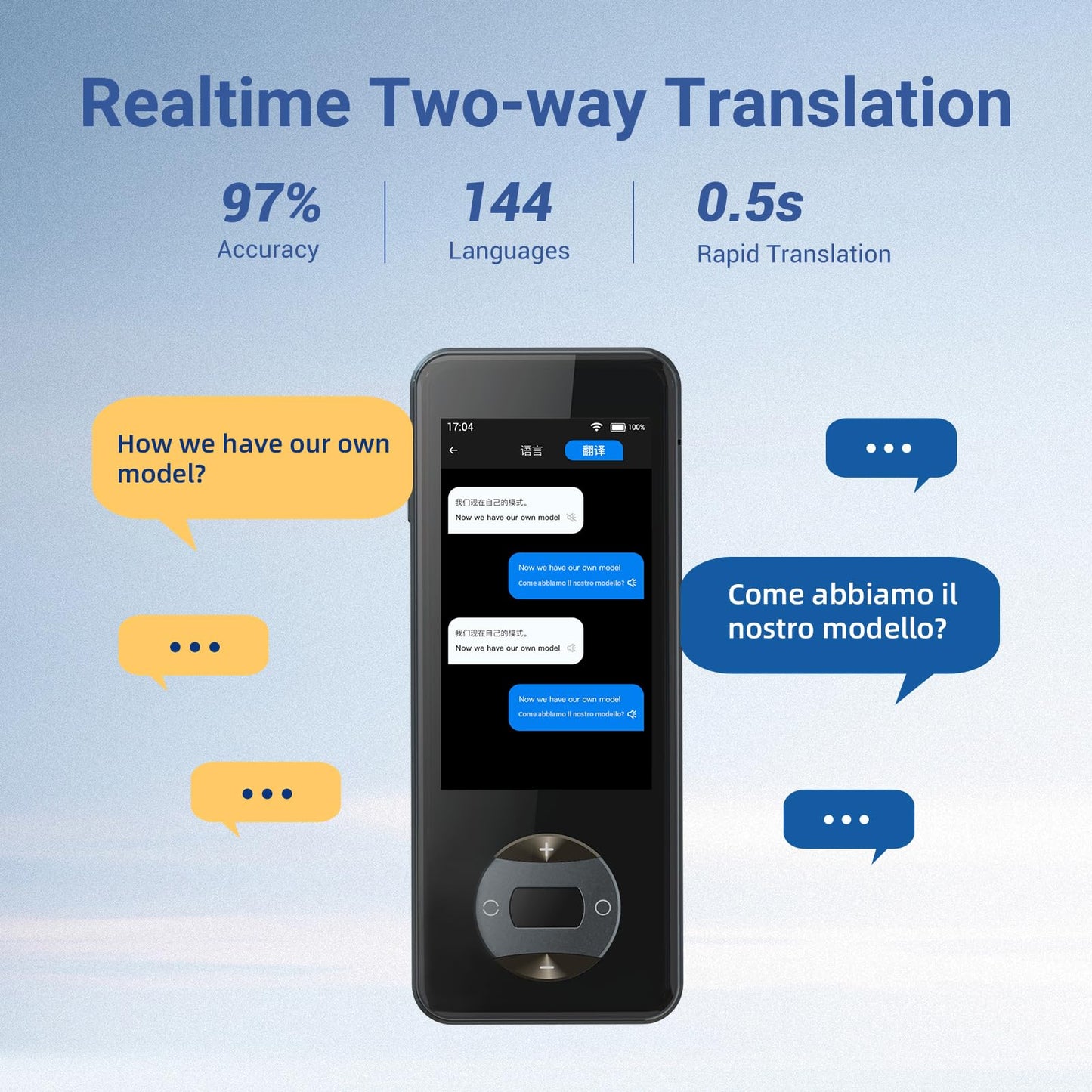 ANFIER Language Translator Device No WiFi Needed Instant Translator 2024 for 144 Languages and Accents AI Electronic Foreign Language Translators W10S