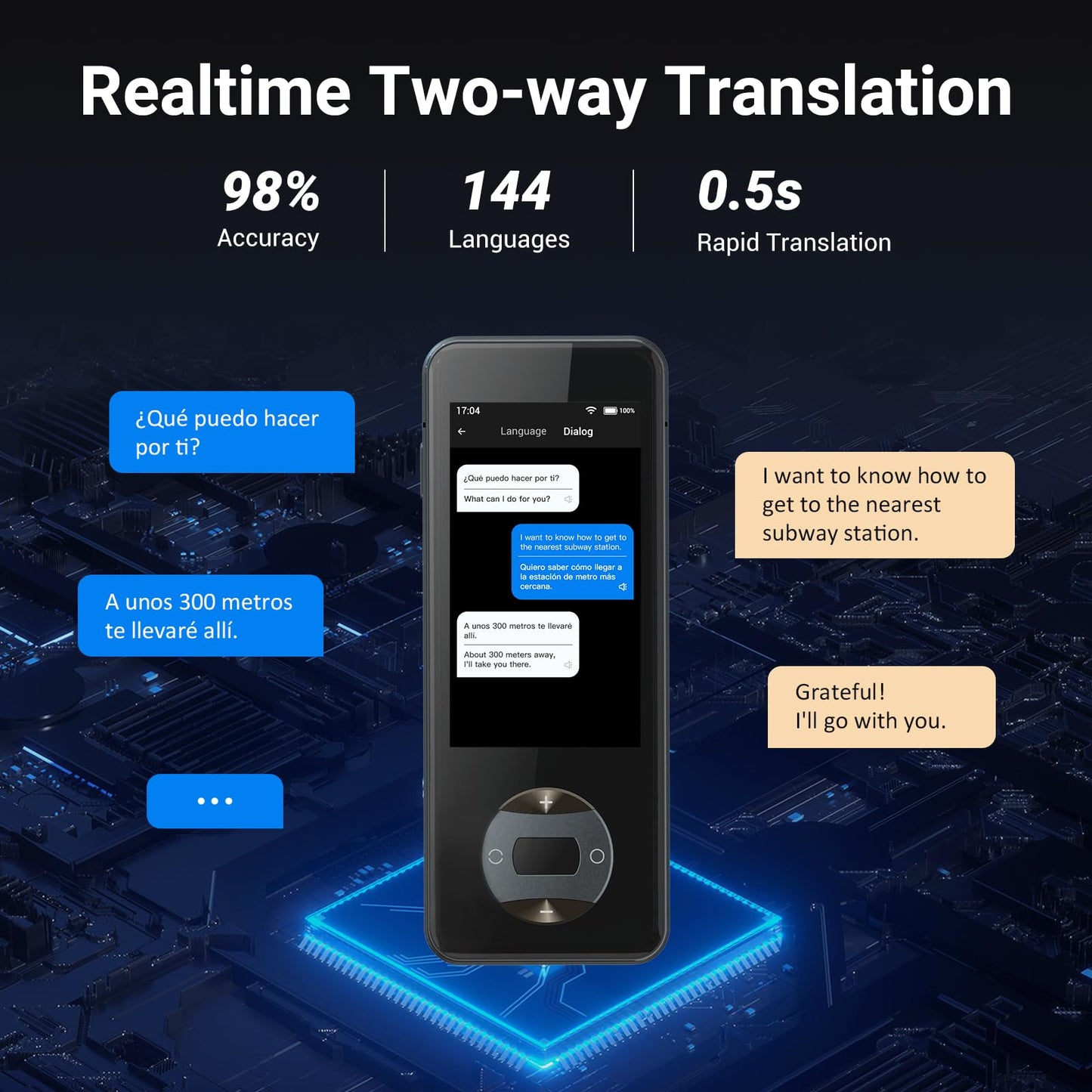 ANFIER Language Translator Device No WiFi Needed Instant Translator 2024 for 144 Languages and Accents AI Electronic Foreign Language Translators W10S