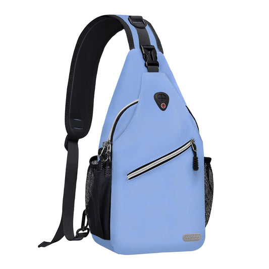 MOSISO Sling Backpack, Multipurpose Crossbody Shoulder Bag Travel Hiking Daypack, Airy Blue, Medium