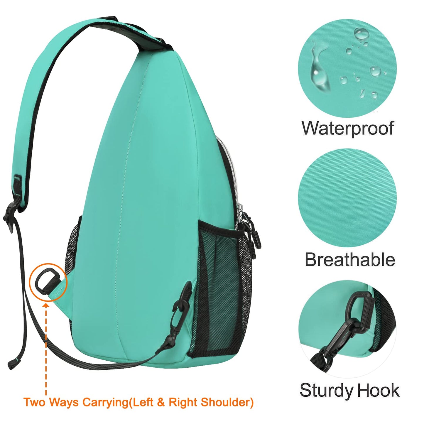 MOSISO Sling Backpack, Multipurpose Crossbody Shoulder Bag Travel Hiking Daypack, Airy Blue, Medium