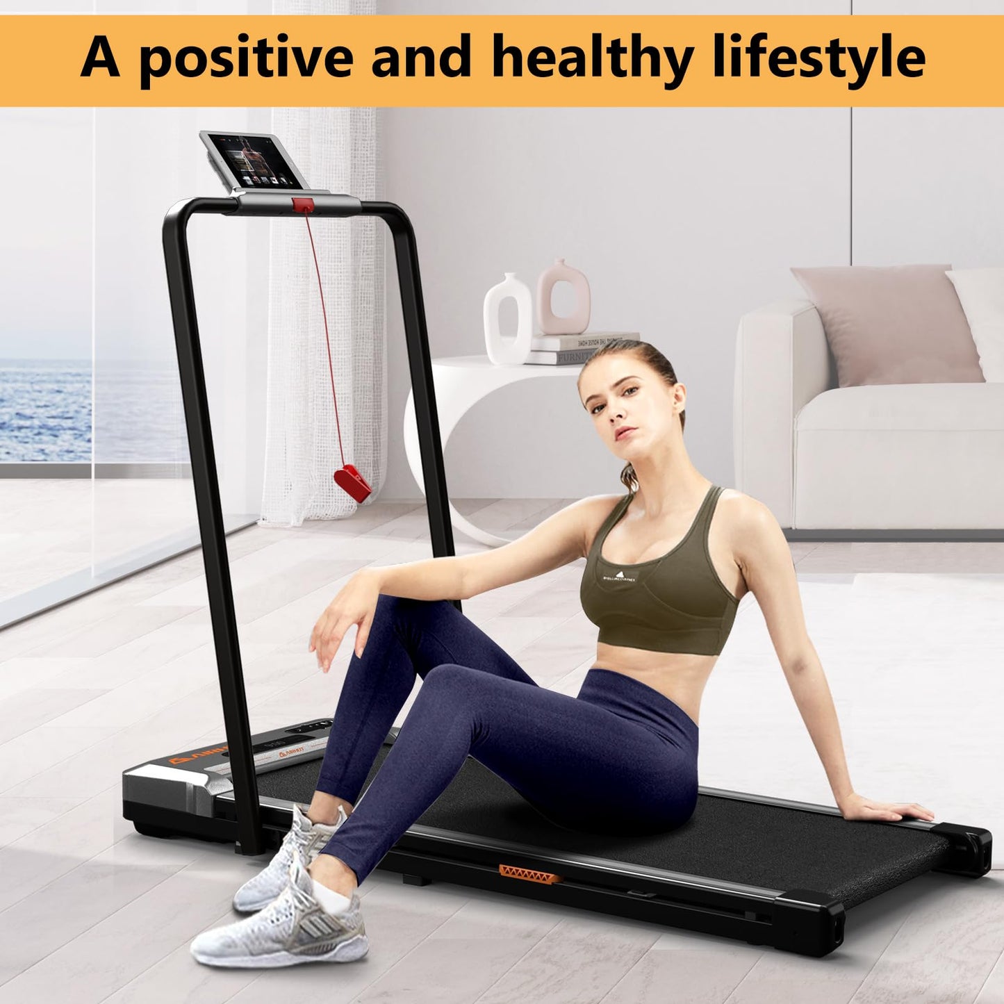 AIRHOT Under Desk Treadmill, Walking Pad 2 in 1 for Walking and Jogging, Portable Walking Treadmill with Remote Control Lanyard for Home/Office, 2.5HP Low-Noise Desk Treadmill in LED Display