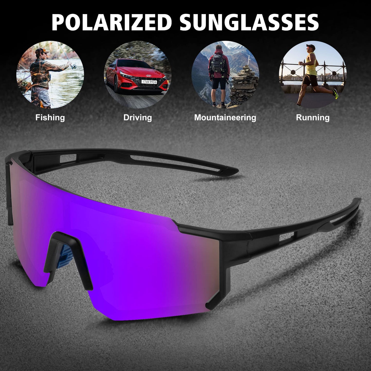 STORYCOAST Polarized Sports Sunglasses for Men Women,Driving Fishing Cycling Mountain Bike Sunglasses UV400 Protection Clear Gray Frame-Dark Blue Mirror Lens