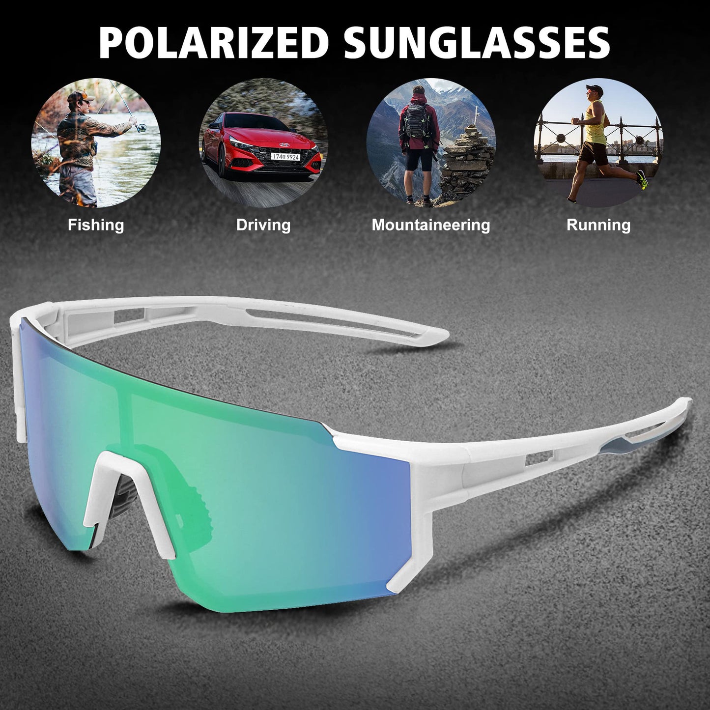 STORYCOAST Polarized Sports Sunglasses for Men Women,Driving Fishing Cycling Mountain Bike Sunglasses UV400 Protection Clear Gray Frame-Dark Blue Mirror Lens