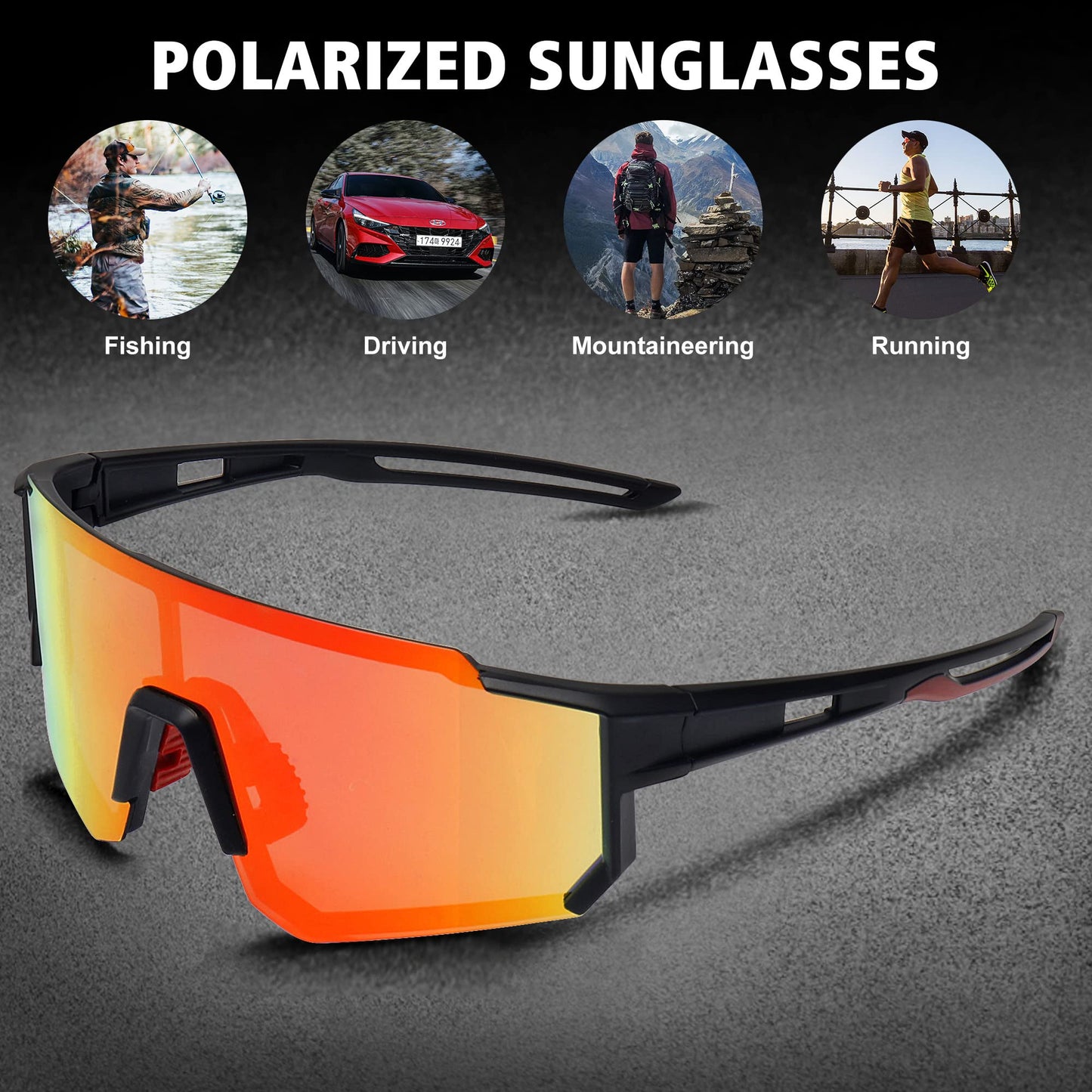 STORYCOAST Polarized Sports Sunglasses for Men Women,Driving Fishing Cycling Mountain Bike Sunglasses UV400 Protection Clear Gray Frame-Dark Blue Mirror Lens